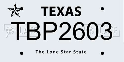 TBP2603 Texas License Plate