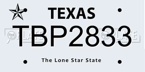 TBP2833 Texas License Plate