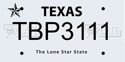 TBP3111 Texas License Plate