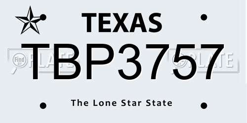 TBP3757 Texas License Plate