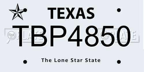 TBP4850 Texas License Plate
