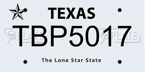 TBP5017 Texas License Plate