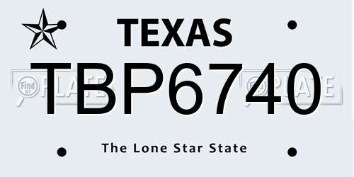 TBP6740 Texas License Plate