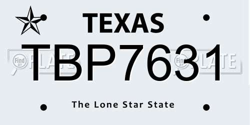 TBP7631 Texas License Plate