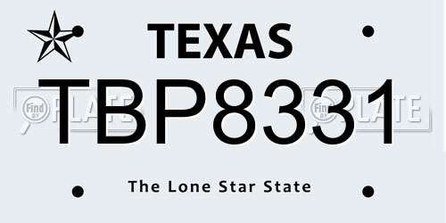 TBP8331 Texas License Plate