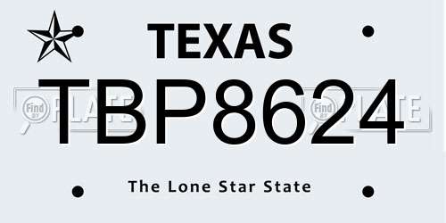 TBP8624 Texas License Plate