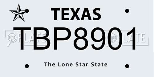 TBP8901 Texas License Plate
