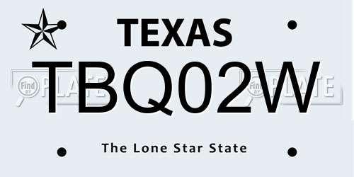 TBQ02W Texas License Plate