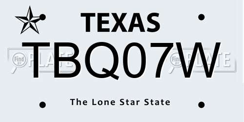 TBQ07W Texas License Plate