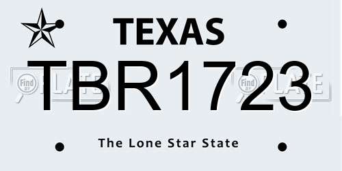 TBR1723 Texas License Plate