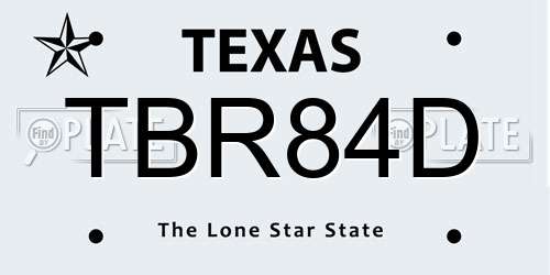 TBR84D Texas License Plate