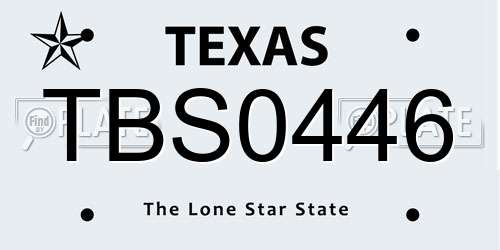 TBS0446 Texas License Plate