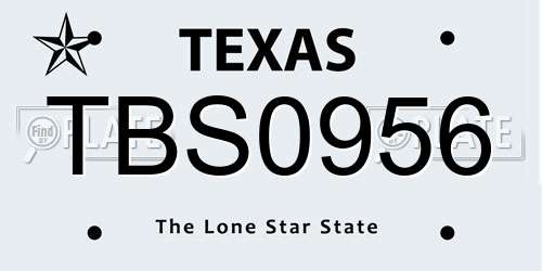 TBS0956 Texas License Plate