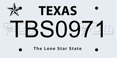 TBS0971 Texas License Plate