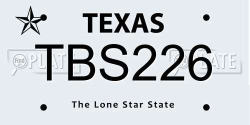 TBS226 Texas License Plate
