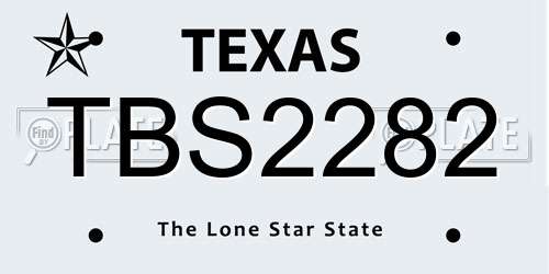 TBS2282 Texas License Plate