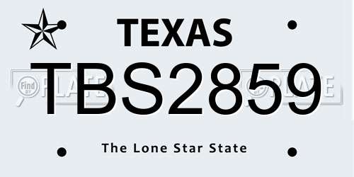 TBS2859 Texas License Plate