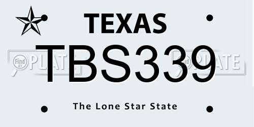TBS339 Texas License Plate