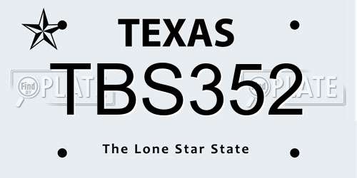 TBS352 Texas License Plate