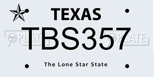 TBS357 Texas License Plate