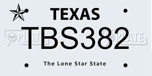 TBS382 Texas License Plate
