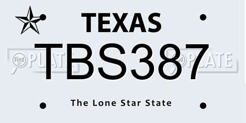 TBS387 Texas License Plate