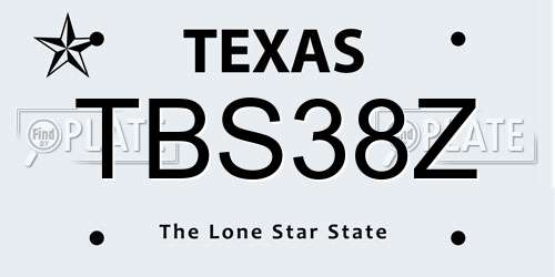 TBS38Z Texas License Plate