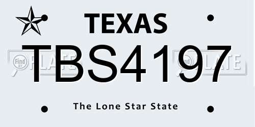 TBS4197 Texas License Plate