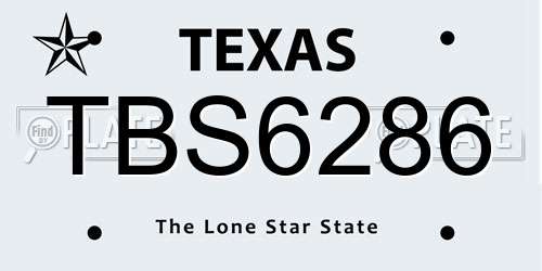 TBS6286 Texas License Plate