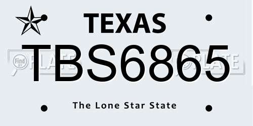 TBS6865 Texas License Plate
