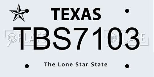 TBS7103 Texas License Plate