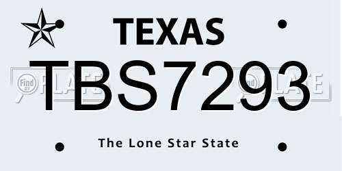 TBS7293 Texas License Plate