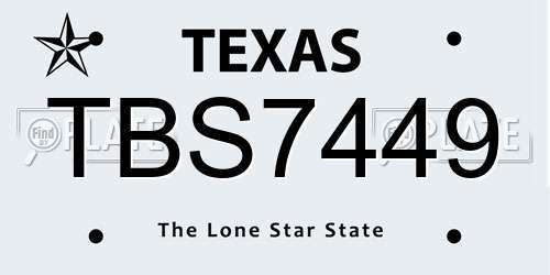 TBS7449 Texas License Plate