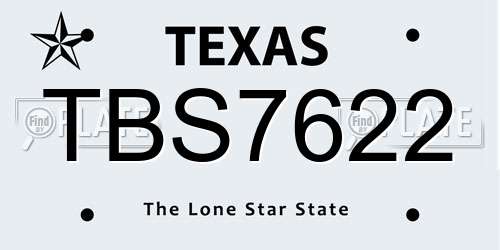 TBS7622 Texas License Plate