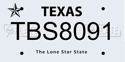 TBS8091 Texas License Plate