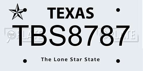 TBS8787 Texas License Plate