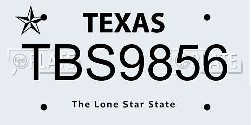 TBS9856 Texas License Plate