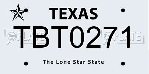 TBT0271 Texas License Plate