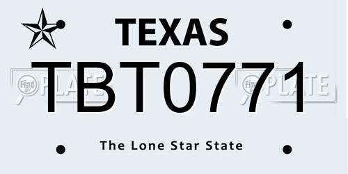 TBT0771 Texas License Plate