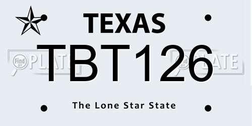 TBT126 Texas License Plate