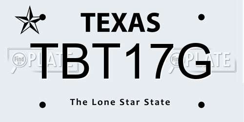 TBT17G Texas License Plate