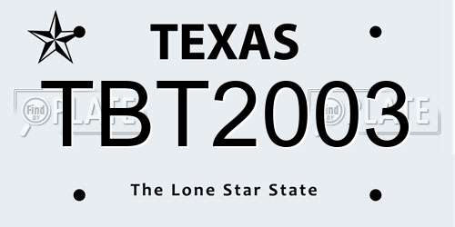 TBT2003 Texas License Plate