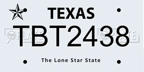 TBT2438 Texas License Plate