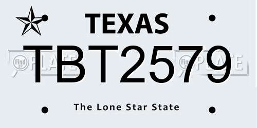 TBT2579 Texas License Plate