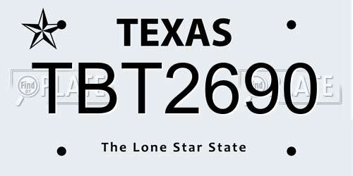 TBT2690 Texas License Plate