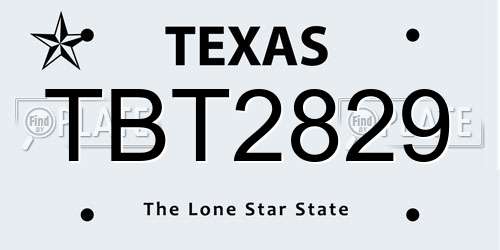 TBT2829 Texas License Plate