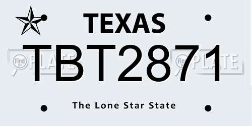 TBT2871 Texas License Plate