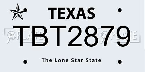 TBT2879 Texas License Plate