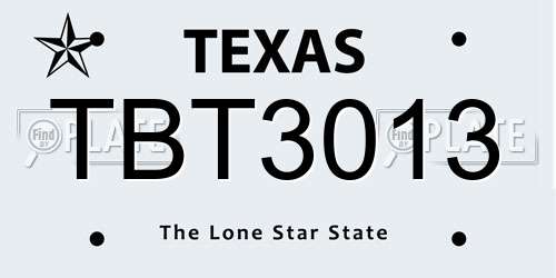TBT3013 Texas License Plate