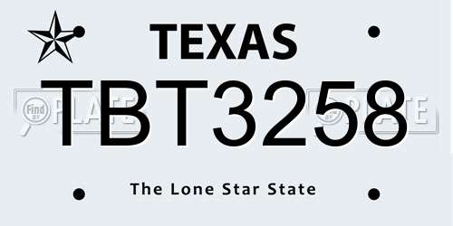 TBT3258 Texas License Plate
